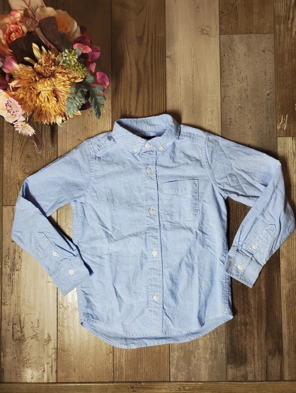 PLACE Blue Boys 100% Cotton Buttondown Dress Shirt Size 5/6 NWOT